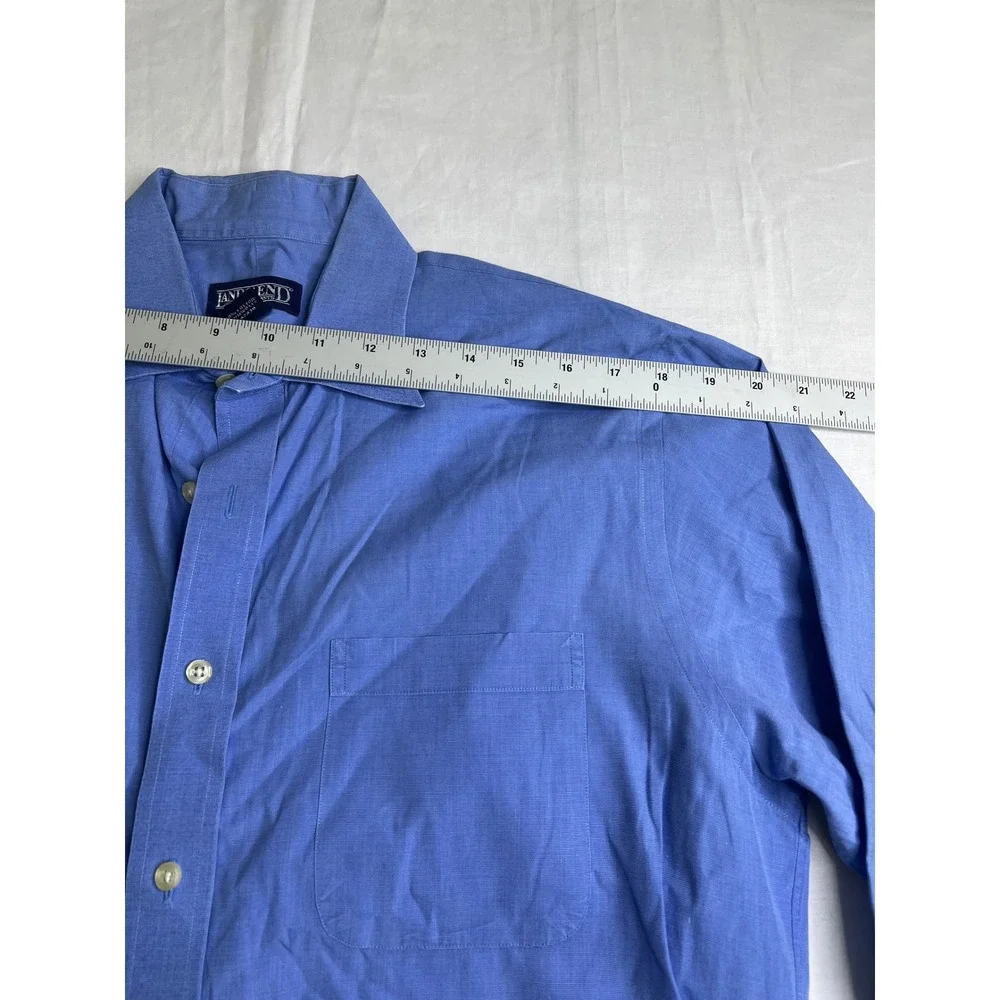 Lands' End Mens Dress Shirt Blue Long Sleeve Button Down 15.5‎ 32